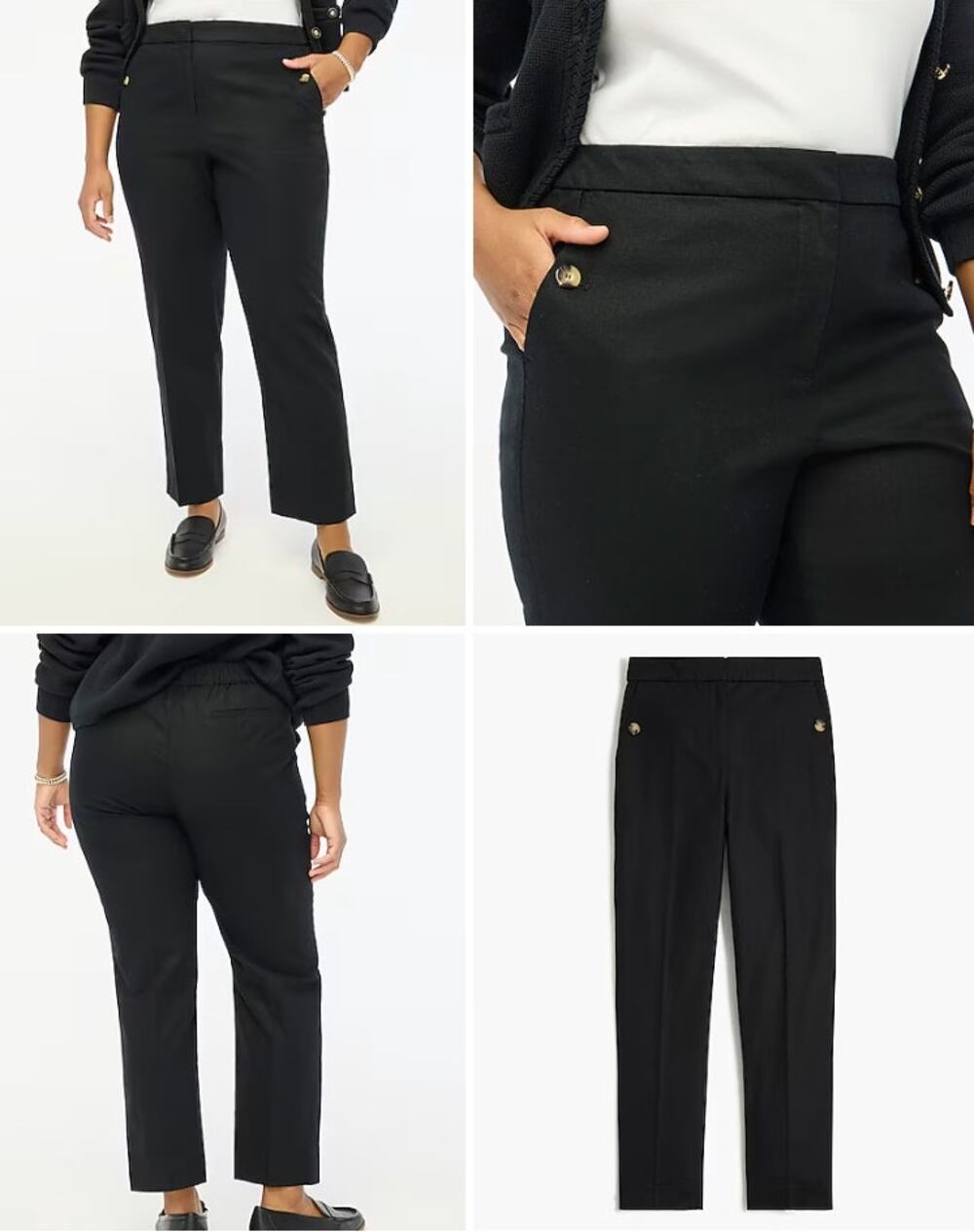 NWT J.Crew Factory Petite Linen Cotton Sailor Pant 4P Black
